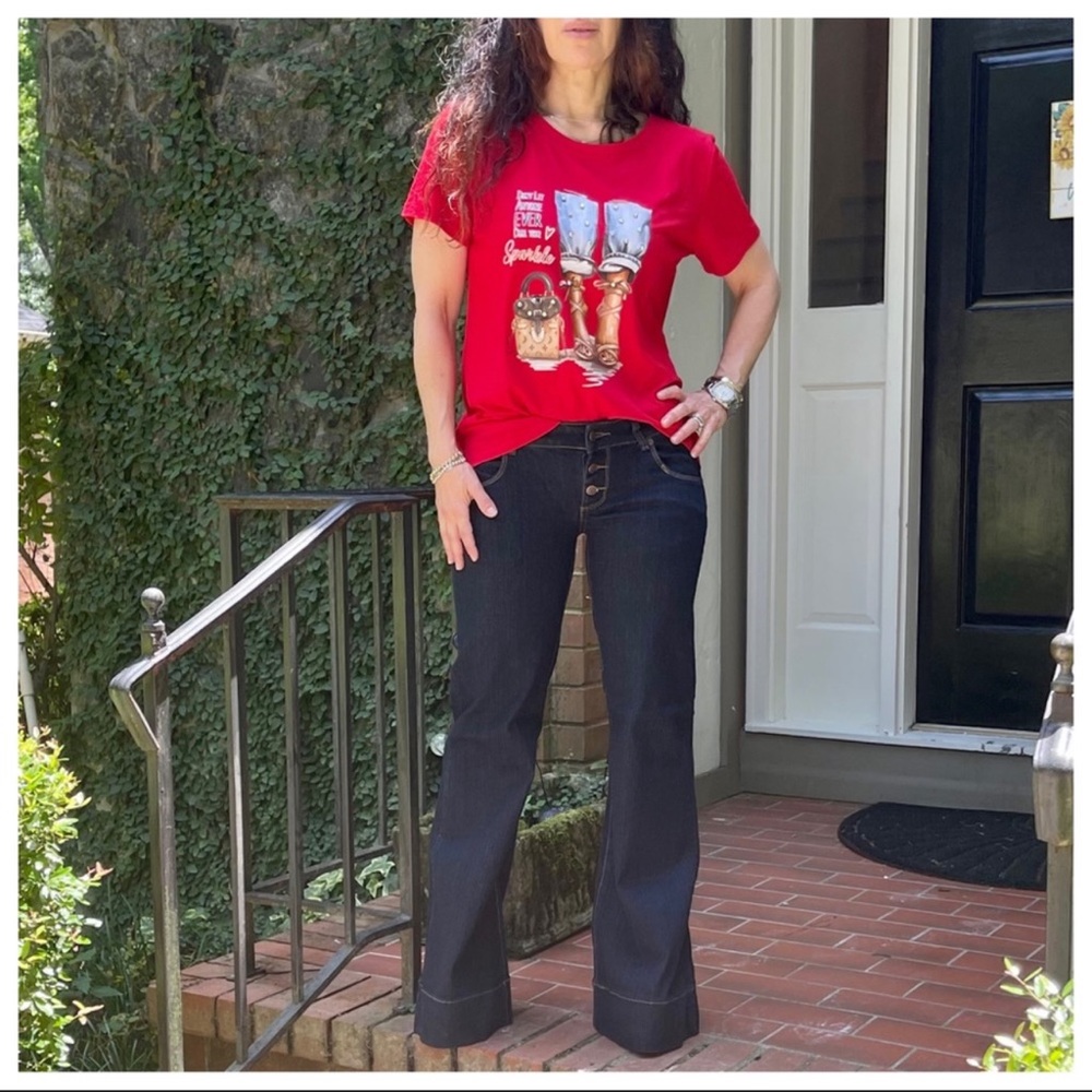 01 Wide retro leg side pocket dark denim jeans - Picture 3 of 8